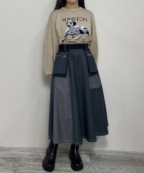 極美品✨ ダーマコレクションニットダルメシアン総柄灰×黒Sオシャレ 極美品✨ ダーマコレクションニットダルメシアン総柄灰×黒Sオシャレ