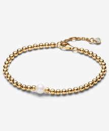 Pandora パンドラ ゴールド ビーズブレスレット ダイヤモンド風　美品 PANDORA（パンドラ） ブレスレット パール ＆ ビーズ ゴールド