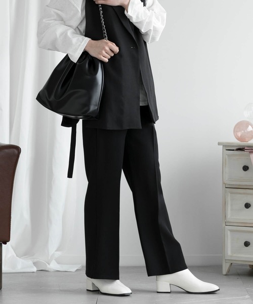 aimoha（アイモハ） チノパン センタープレス ハイウエスト チノパンツ