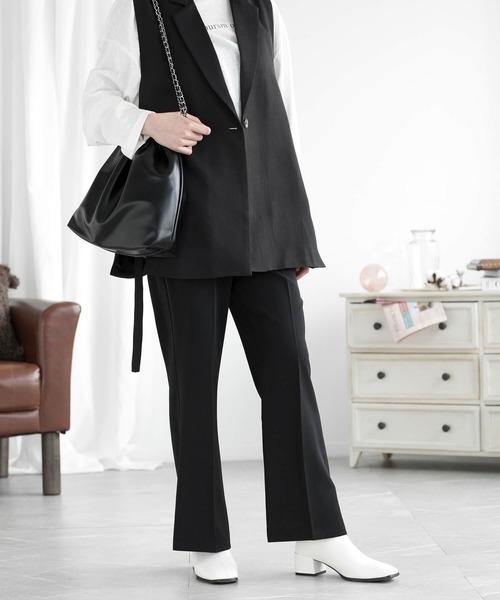 aimoha（アイモハ） チノパン センタープレス ハイウエスト チノパンツ