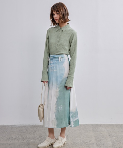 ブラウス シャツ 「ELOOPS」シャーリングショート丈ブラウス レディース メンズ ブラウス シャツ 「ELOOPS」シャーリングショート丈ブラウス