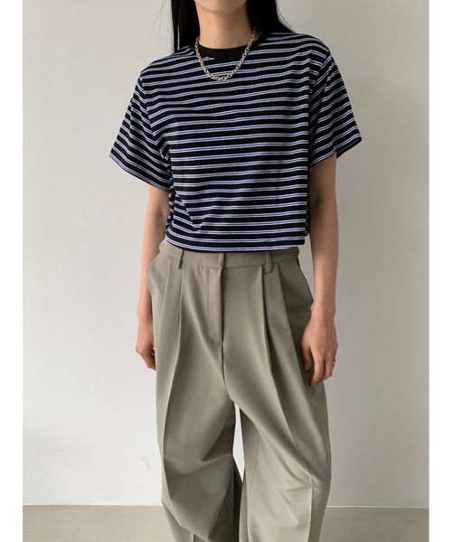 tシャツ 「DIDOT.」ボーダー配色クロップドT レディース Didot.showroom tシャツ 「DIDOT.」ボーダー配色クロップドT