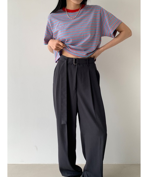 tシャツ 「DIDOT.」ボーダー配色クロップドT レディース Didot.showroom tシャツ 「DIDOT.」ボーダー配色クロップドT