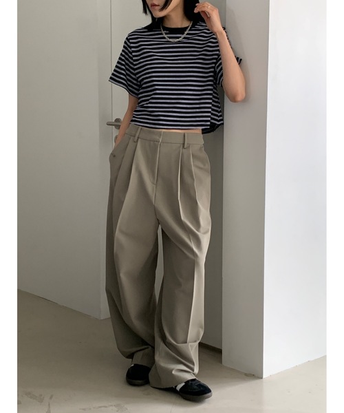 tシャツ 「DIDOT.」ボーダー配色クロップドT レディース Didot.showroom tシャツ 「DIDOT.」ボーダー配色クロップドT
