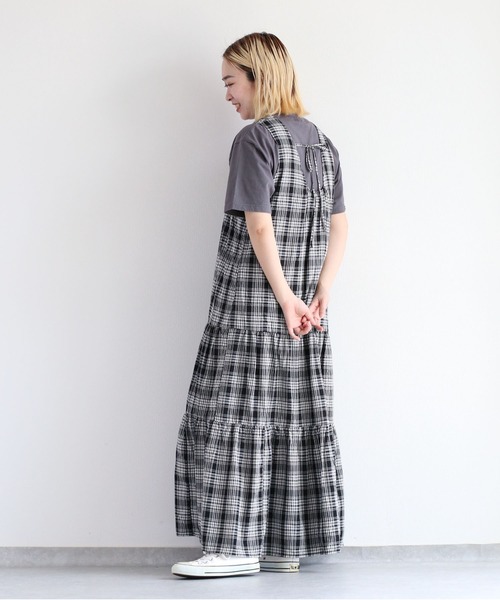 cepo（セポ） ワンピース バックリボンチェックティアードワンピース