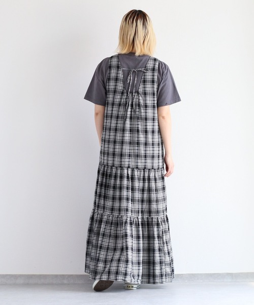 cepo（セポ） ワンピース バックリボンチェックティアードワンピース