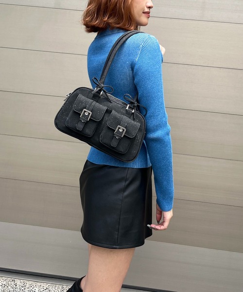 SPIRALGIRL ハンドバッグ グリッターラメバックルデザインBAG