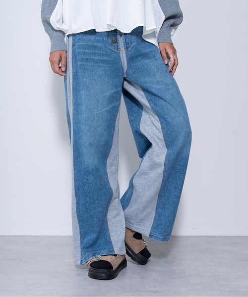 パンツ デニム ジーンズ 「ZOZO限定商品」デニムリメイクライクスウェットパンツ レディース