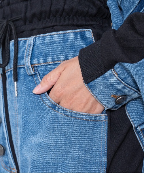 パンツ デニム ジーンズ 「ZOZO限定商品」デニムリメイクライクスウェットパンツ レディース