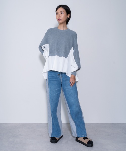 パンツ デニム ジーンズ 「ZOZO限定商品」デニムリメイクライクスウェットパンツ レディース