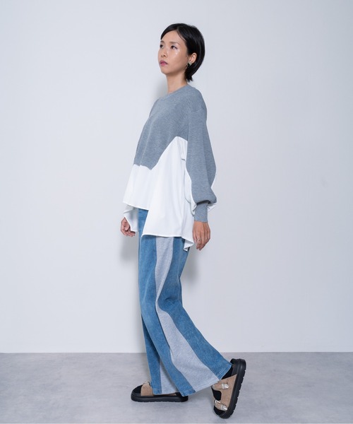 パンツ デニム ジーンズ 「ZOZO限定商品」デニムリメイクライクスウェットパンツ レディース