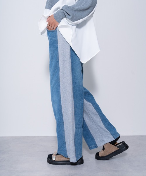 パンツ デニム ジーンズ 「ZOZO限定商品」デニムリメイクライクスウェットパンツ レディース