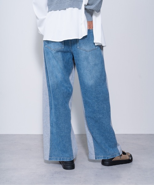 パンツ デニム ジーンズ 「ZOZO限定商品」デニムリメイクライクスウェットパンツ レディース