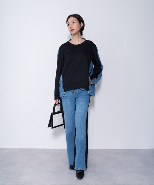 パンツ デニム ジーンズ 「ZOZO限定商品」デニムリメイクライクスウェットパンツ レディース