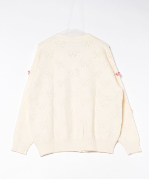 カーディガン 「HOOK」for　girls リボンたっぷり透かし編みカーディガン レディース カーディガン 「HOOK」for girls リボンたっぷり透かし編み