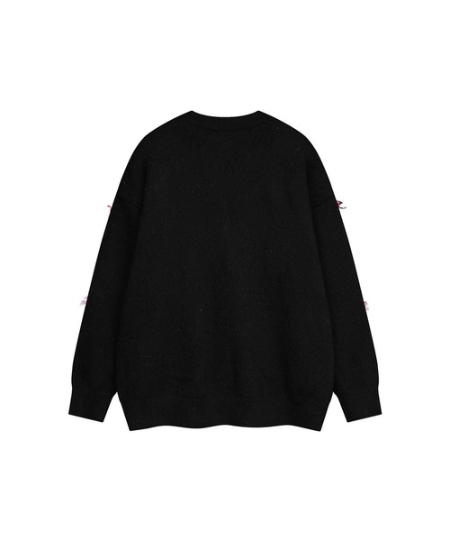 カーディガン 「HOOK」for　girls リボンたっぷり透かし編みカーディガン レディース カーディガン 「HOOK」for girls リボンたっぷり透かし編み