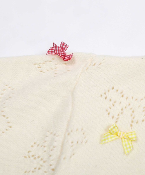 カーディガン 「HOOK」for girls リボンたっぷり透かし編み