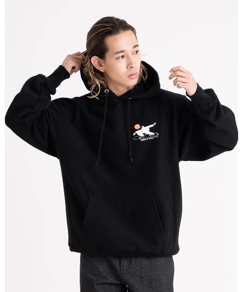 黒のフード付きパーカー PORT OF CALL（ポートオブコール） パーカー HOODIE/PORT OF CALL