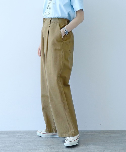 PAR ICI チノパン チノ後ろゴム タックパンツ レディース