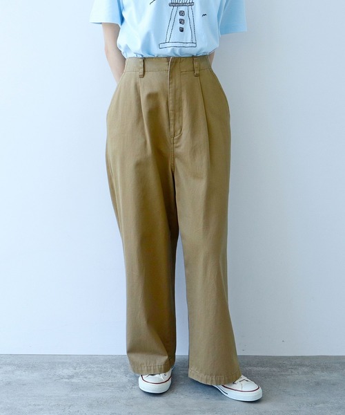 PAR ICI チノパン チノ後ろゴム タックパンツ レディース