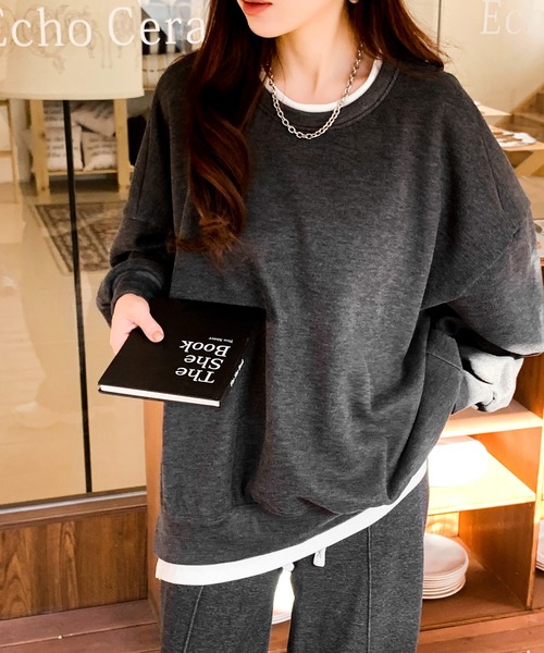någontstans 重ね着風スウェット M トレーナー スウェット 重ね着風トレーナー レディース : ZOZOTOWN