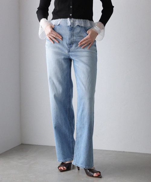 【美品】Yanuk Lilith レディースデニムパンツ　SIZE 22 YANUK 裾上げ無料 ヤヌーク リリス LILITH ワイドストレート