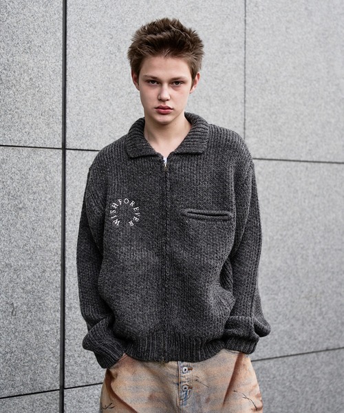 WISH FOR EVER セーター ニット DETROIT WOOL BLEND KNIT JACKET