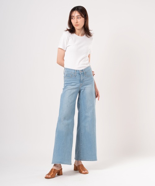 【関税込み】Off-White ブルー デニム ワイドレッグジーンズ Levi's ジーンズ デニム デニムパンツ Levi's/リーバイス 318(TM