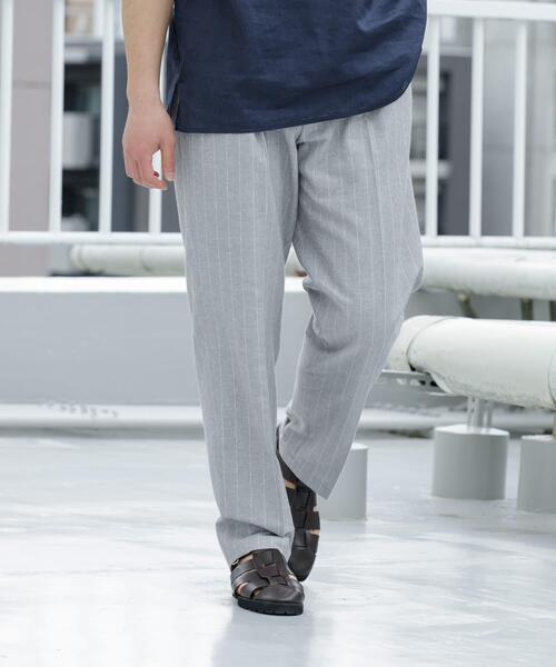 URBAN RESEARCH ROSSO MEN パンツ 「WEB限定」綿麻ストライプ