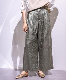 INDIVI パンツ 「サスペンダー付き」2WAYクラッシュサテンパンツ
