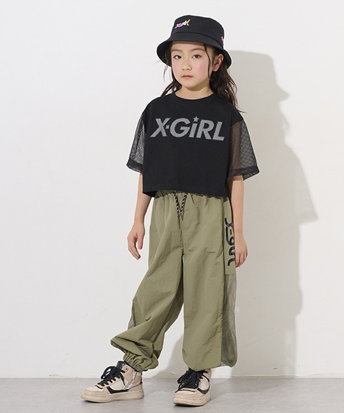 すぐ届く☆X-girl ベビーTシャツ 半袖 メッシュ 旬な着こなし◎ X-girl Stages tシャツ メッシュロゴショート丈半袖Tシャツ