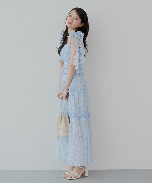 シャーリングタンク+シャーリングフレアスカート　chico 6色展開/セットアイテム】シャーリングタンク+シャーリング
