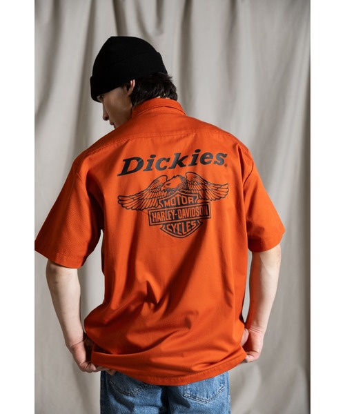 防寒性◎【Dickies x H-D】フレイミング イーグル T シャツ Dickies(R) x H-D(R) フレーミングイーグルボクシークロップT