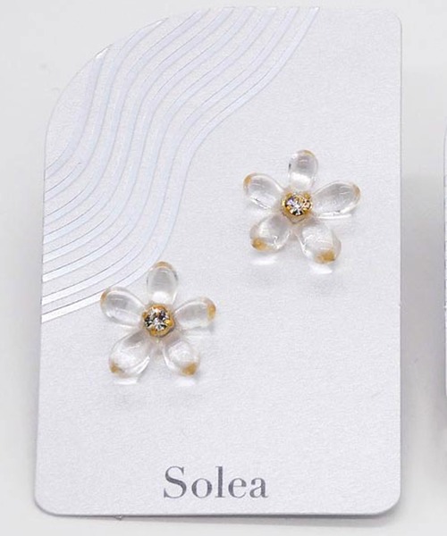Zoule ピアス ゾーラ：Soleaシリーズ glassy flower ピアス