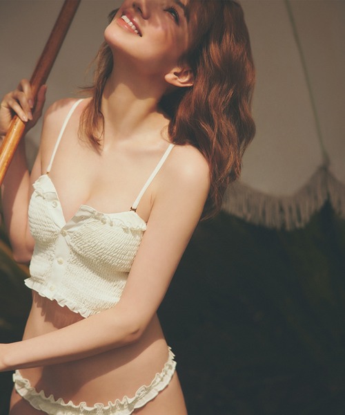 RAVIJOUR 水着 シャーリングビスチェ ビキニセット レディース