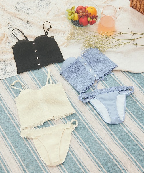 RAVIJOUR 水着 シャーリングビスチェ ビキニセット レディース