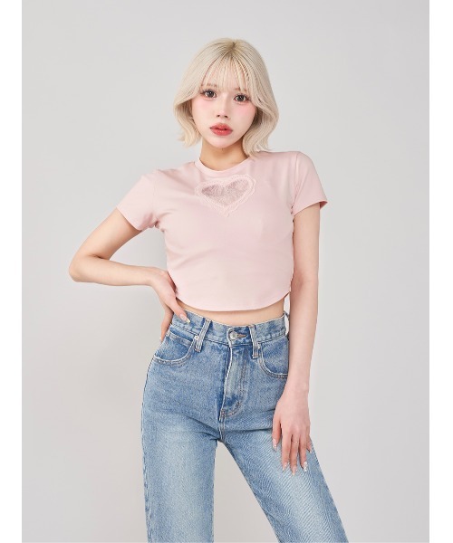 tシャツ ハートレースコンパクトTシャツ レディース Darich tシャツ ハートレースコンパクトTシャツ レディース