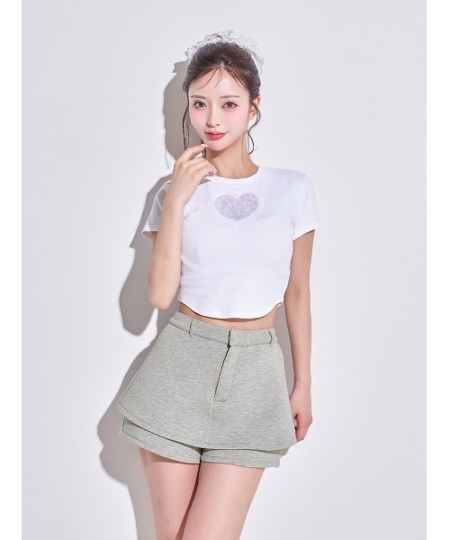 tシャツ ハートレースコンパクトTシャツ レディース Darich tシャツ ハートレースコンパクトTシャツ レディース