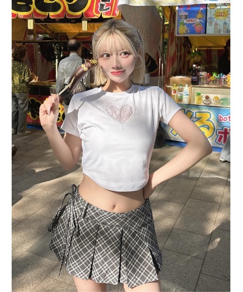 Darich tシャツ ハートレースコンパクトTシャツ レディース