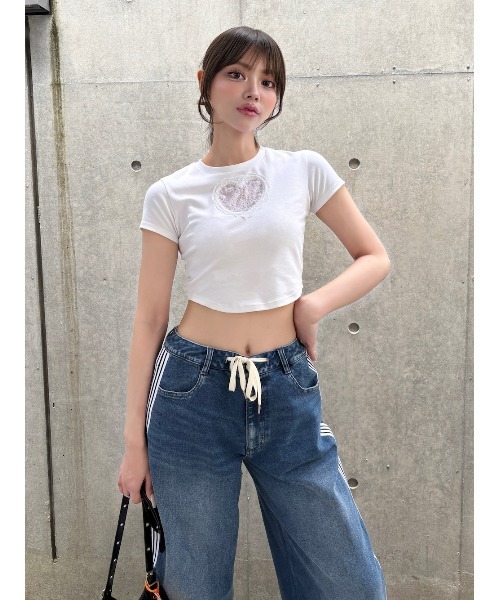 tシャツ ハートレースコンパクトTシャツ レディース Darich tシャツ ハートレースコンパクトTシャツ レディース