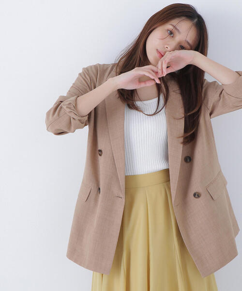 お値引きしました！カレンソロジー　リネンダブルブレストジャケット ライトベージュ お値引きしました！カレンソロジー リネンダブルブレスト