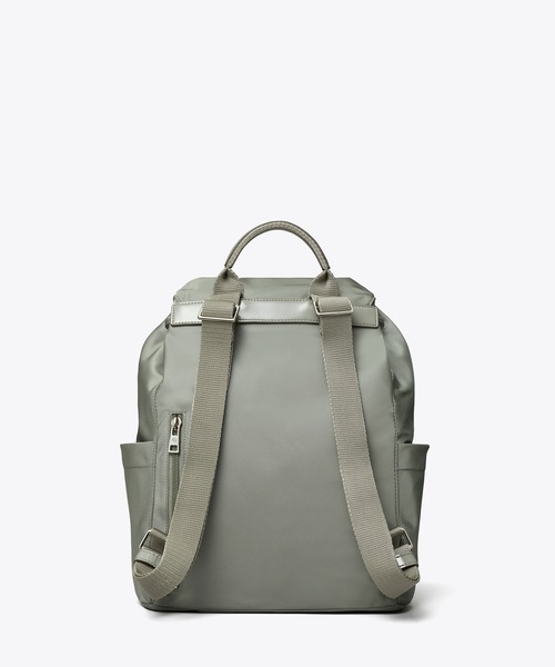 極美品 TORY BURCH リュック 巾着型 タッセル シボ革 グレージュ