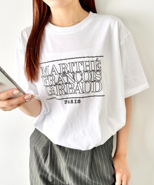 tシャツ MARITHE + FRANCOIS GIRBAUD(マリテ＋フランソワ ジルボー)/ロゴプリント 半袖 Tシャツ/Paris T-shir