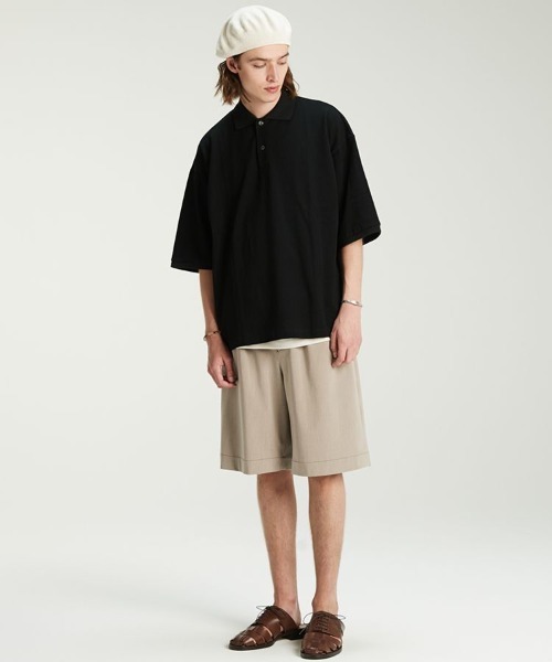 「LIDNM」 半袖ポロシャツ LARGE ブラック メンズ_画像5