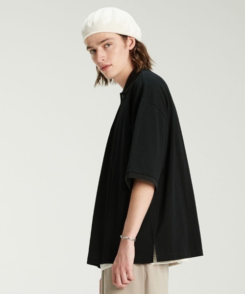 「LIDNM」 半袖ポロシャツ LARGE ブラック メンズ_画像6
