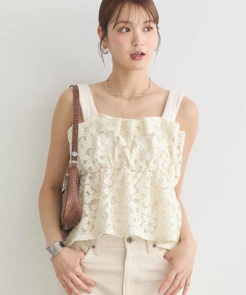 ベスト ジレ キラキラフラワー刺繍ビスチェ レディース
