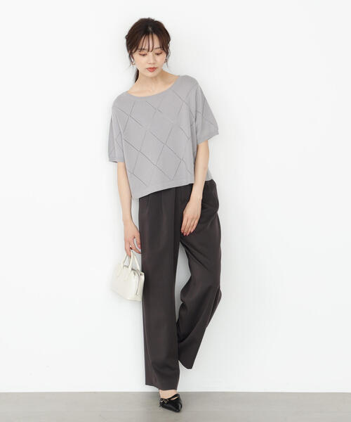 PROPORTION BODY DRESSING ニット セーター ダイヤ柄半袖ニット