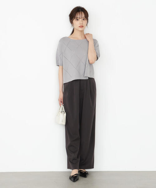 PROPORTION BODY DRESSING ニット セーター ダイヤ柄半袖ニット