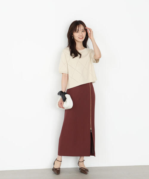 PROPORTION BODY DRESSING ニット セーター ダイヤ柄半袖ニット