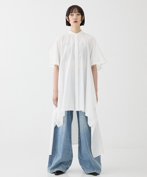 tシャツ 「FEMMENT/ファモン」「STUDIOUS別注」 Coボイルサッカーケープスリーブシャツ レディース